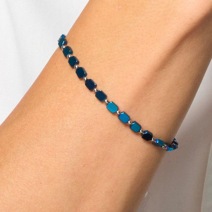 BRACCIALE UOMO IN ACCIAIO CON EMATITE BLU