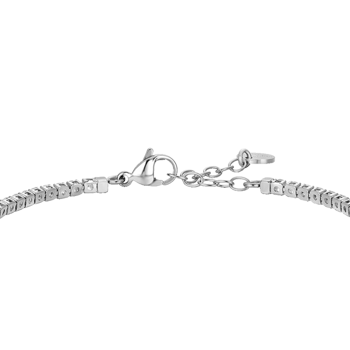 BRACCIALE TENNIS UOMO IN ACCIAIO CON CERAMICA NERA E ZIRCONI BIANCHI