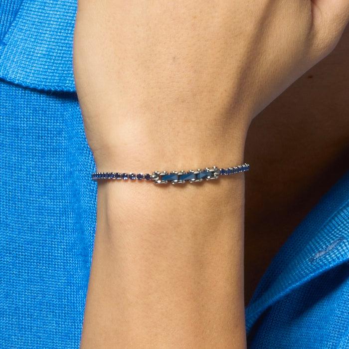 BRACCIALE TENNIS UOMO IN ACCIAIO CON CERAMICA BLU E ZIRCONI BLU