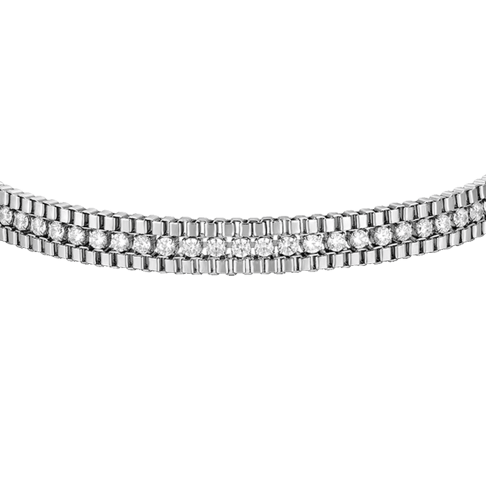 BRACCIALE UOMO IN ACCIAIO E ZIRCONI BIANCHI