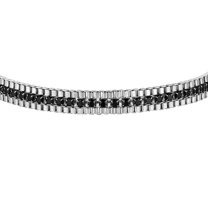 BRACCIALE UOMO IN ACCIAIO E ZIRCONI NERI