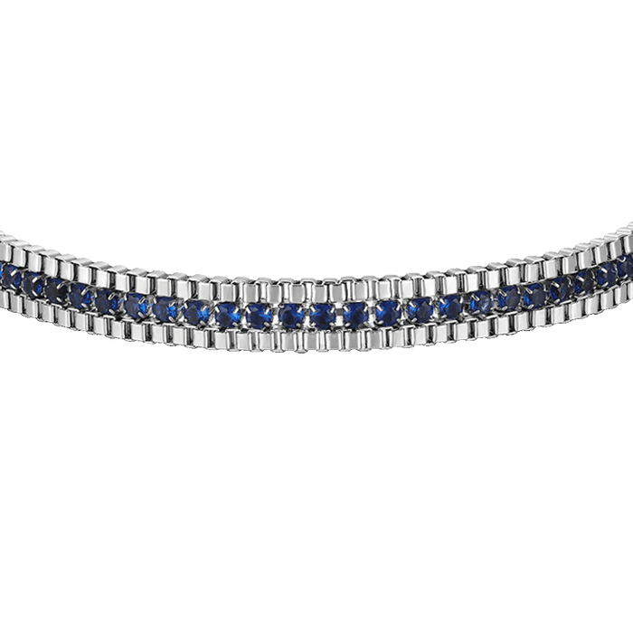 BRACCIALE UOMO IN ACCIAIO E ZIRCONI BLU
