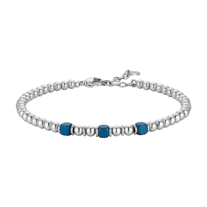 BRACCIALE UOMO IN ACCIAIO CON ELEMENTI IN EMATITE BLU