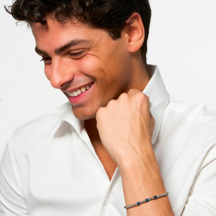 BRACCIALE UOMO IN ACCIAIO CON ELEMENTI IN EMATITE BLU