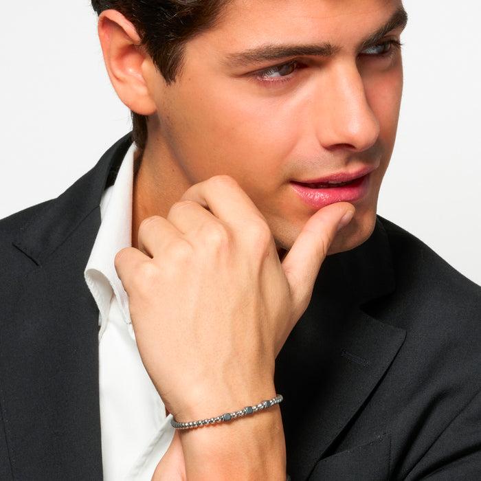 BRACCIALE UOMO IN ACCIAIO CON ELEMENTI IN EMATITE GRIGIA