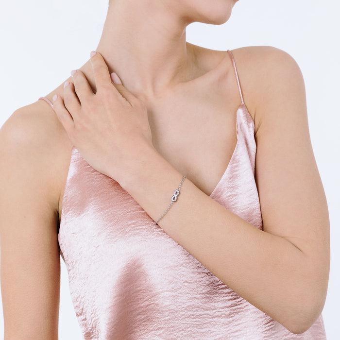 BRACELET FEMME EN ACIER AVEC INFINI ET CRISTAUX