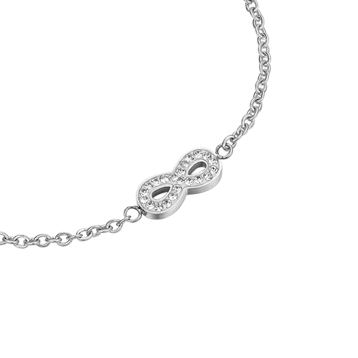 BRACELET FEMME EN ACIER AVEC INFINI ET CRISTAUX