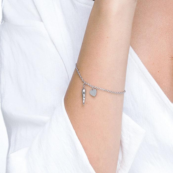 WOMEN'S STEEL BRACELET WITH HEART AND HORN