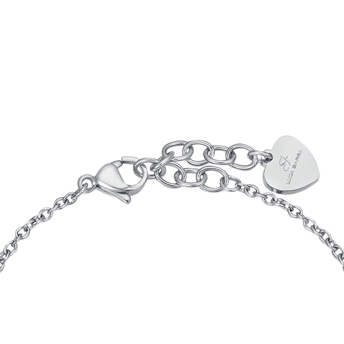 BRACCIALE DONNA IN ACCIAIO CON CUORE E CORNO ROSSO