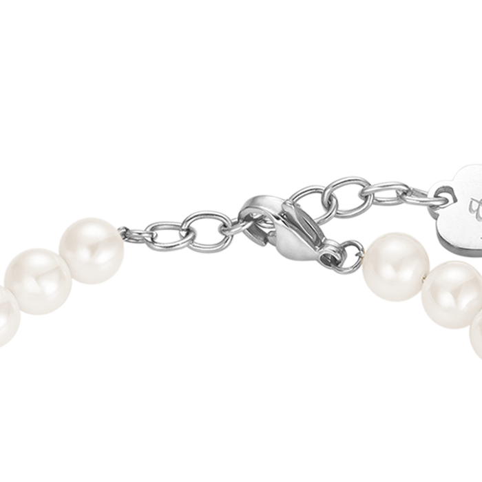 BRACCIALE DONNA DI PERLE CON CRISTALLI BIANCHI