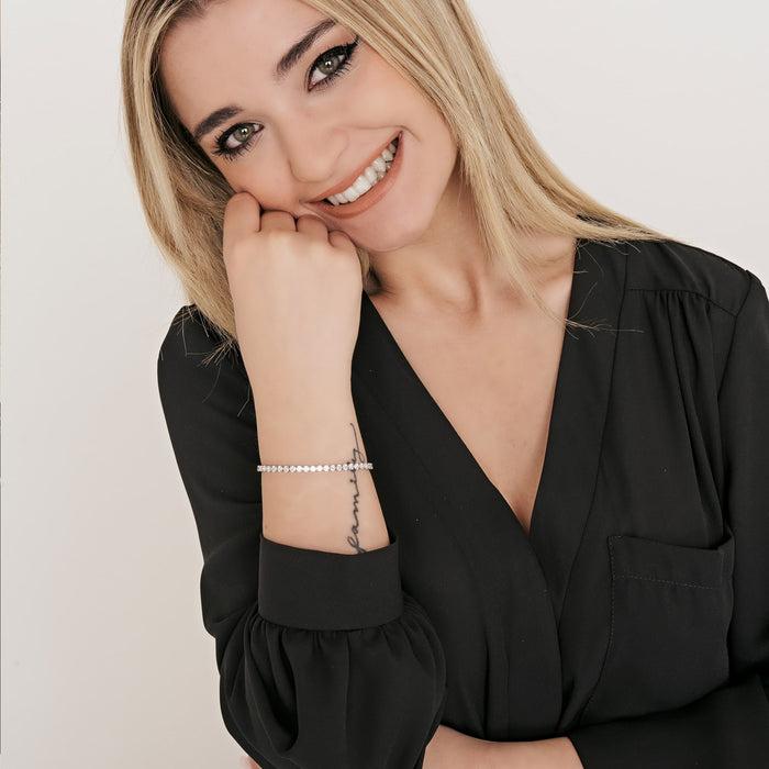 BRACELET DE TENNIS FEMME EN ACIER AVEC CRISTAUX BLANCS