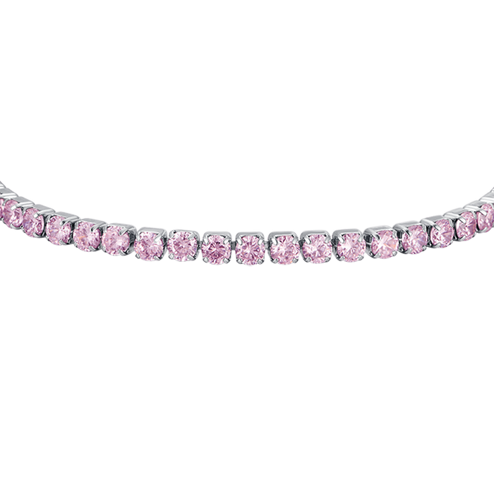 WOMEN'S TENNIS BRACELET IN STEEL WITH PINK CRYSTALS