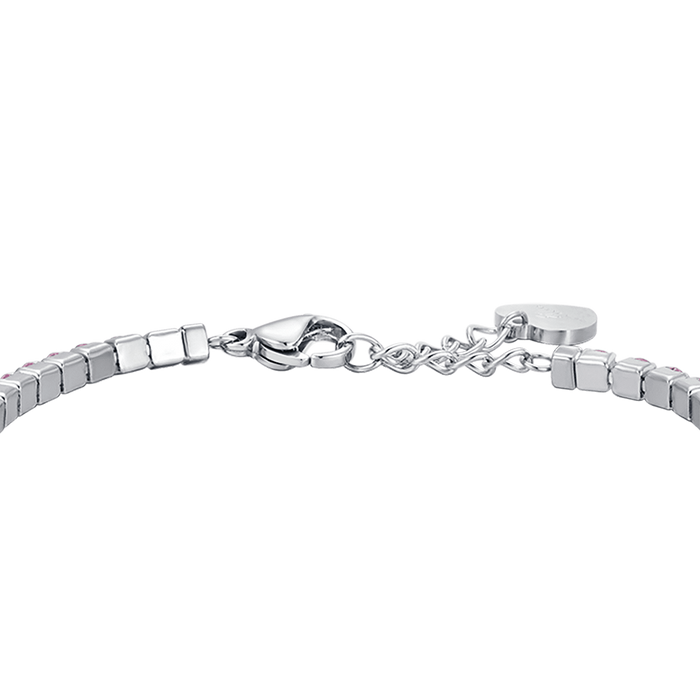 WOMEN'S TENNIS BRACELET IN STEEL WITH PINK CRYSTALS