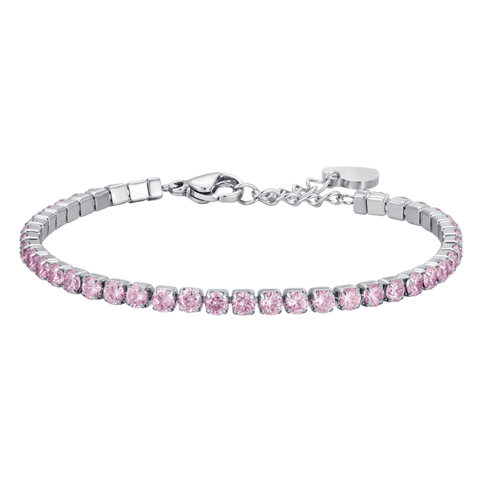 WOMEN'S TENNIS BRACELET IN STEEL WITH PINK CRYSTALS