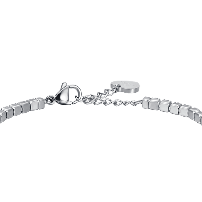 BRACCIALE DONNA IN ACCIAIO CON CRISTALLI BIANCHI E CUORE CRISTALLO ROSA