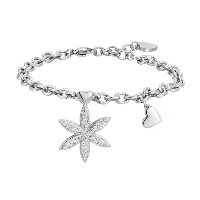 WOMEN'S STEEL BRACELET WITH FLOWER OF LIFE WITH WHITE CRYSTALS
