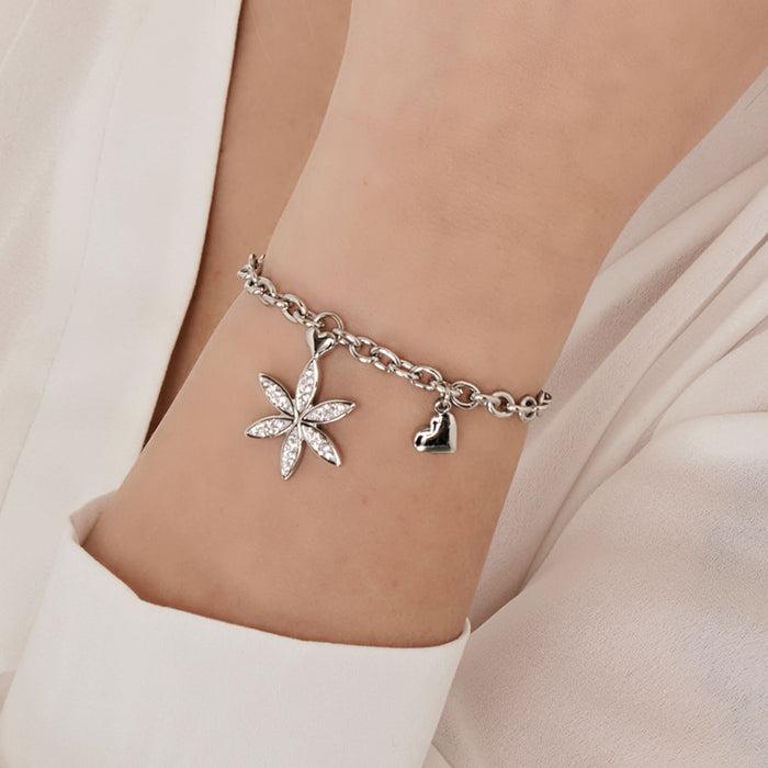 WOMEN'S STEEL BRACELET WITH FLOWER OF LIFE WITH WHITE CRYSTALS