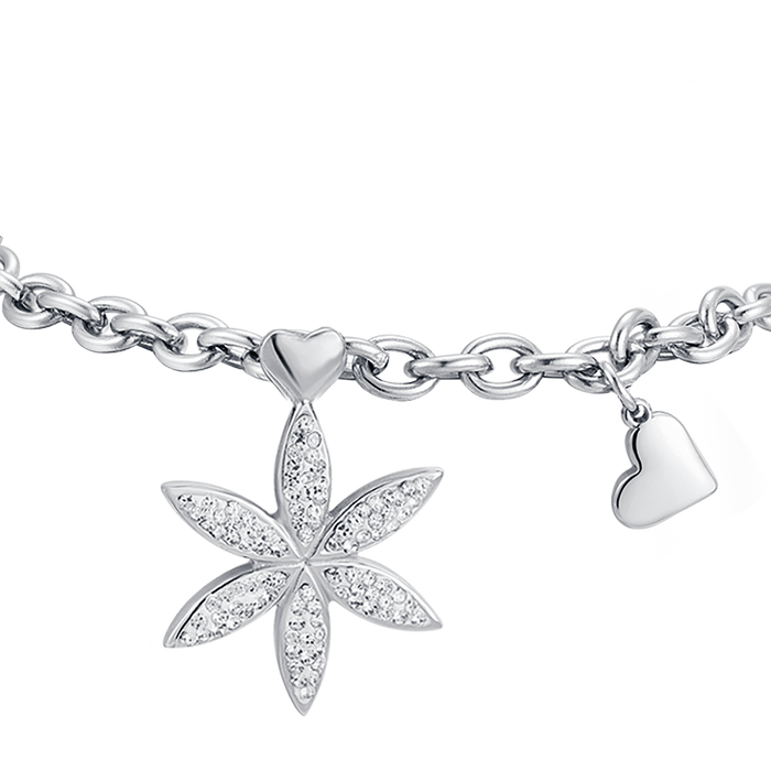 WOMEN'S STEEL BRACELET WITH FLOWER OF LIFE WITH WHITE CRYSTALS
