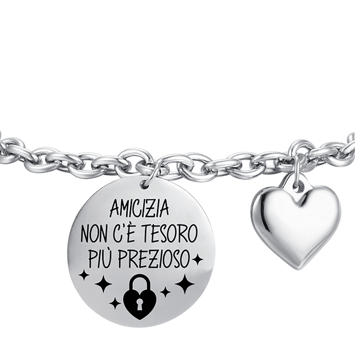 BRACCIALE DONNA IN ACCIAIO AMICIZIA NON C'E' TESORO PIù PREZIOSO