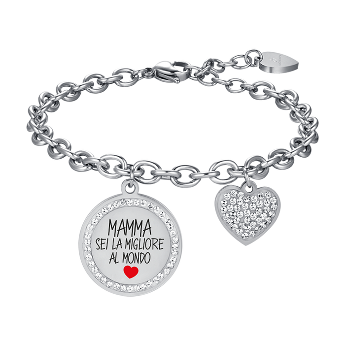 BRACCIALE DONNA IN ACCIAIO MAMMA SEI LA MIGLIORE AL MONDO