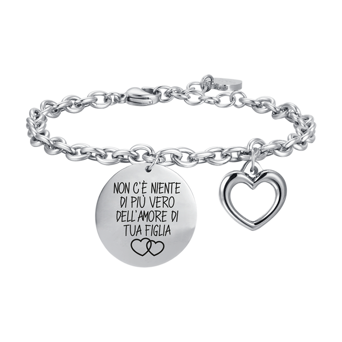 BRACCIALE DONNA IN ACCIAIO NON C'E' NIENTE DI PIù VERO DELL'AMORE DI TUA FIGLIA