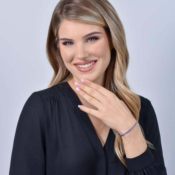 WOMEN'S TENNIS BRACELET WITH PURPLE CRYSTALS