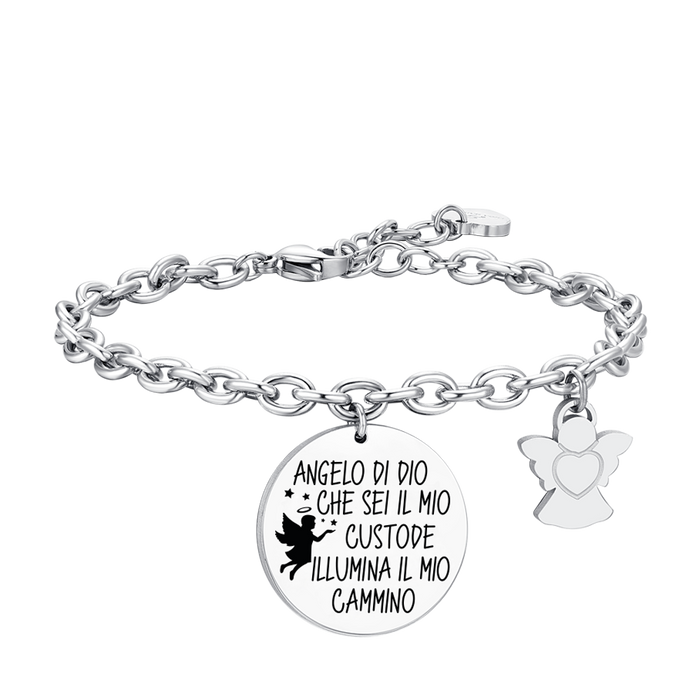WOMEN'S STEEL BRACELET WITH ANGEL CHARM