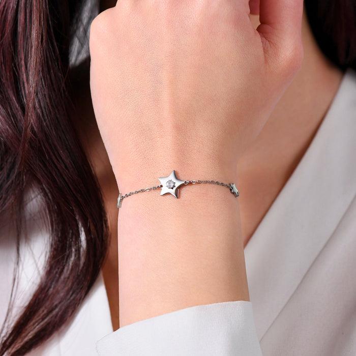 WOMEN'S BRACELET IN STEEL STARS AND ZIRCONIA