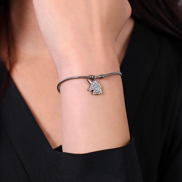 WOMEN'S STEEL BRACELET WITH UNICORN