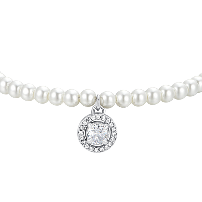 WOMEN'S BRACELET IN STEEL WITH PEARLS AND WHITE ZIRCON