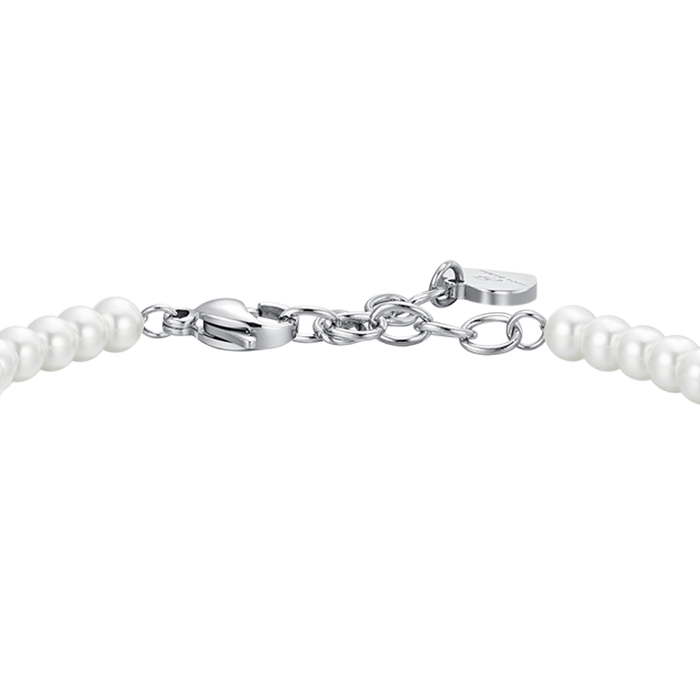 WOMEN'S BRACELET IN STEEL WITH PEARLS AND HEART WHITE ZIRCON