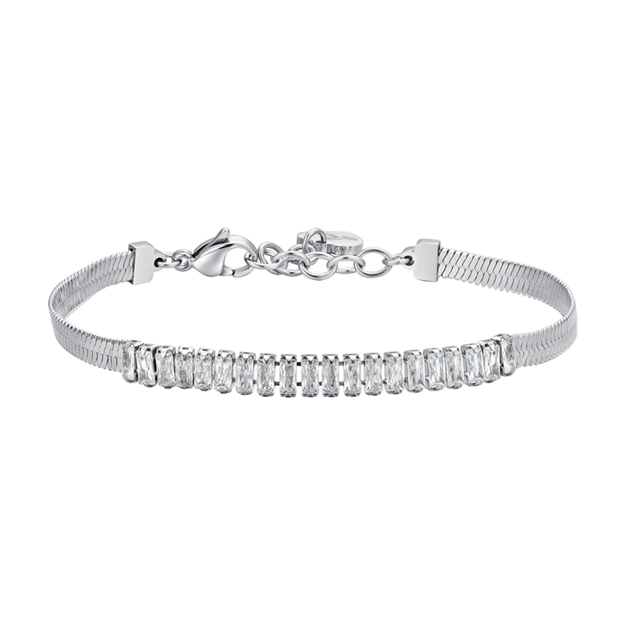 BRACCIALE DONNA IN ACCIAIO ZIRCONI BIANCHI
