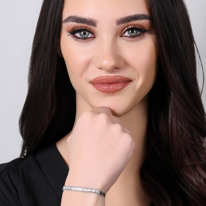 BRACCIALE DONNA IN ACCIAIO ZIRCONI BIANCHI
