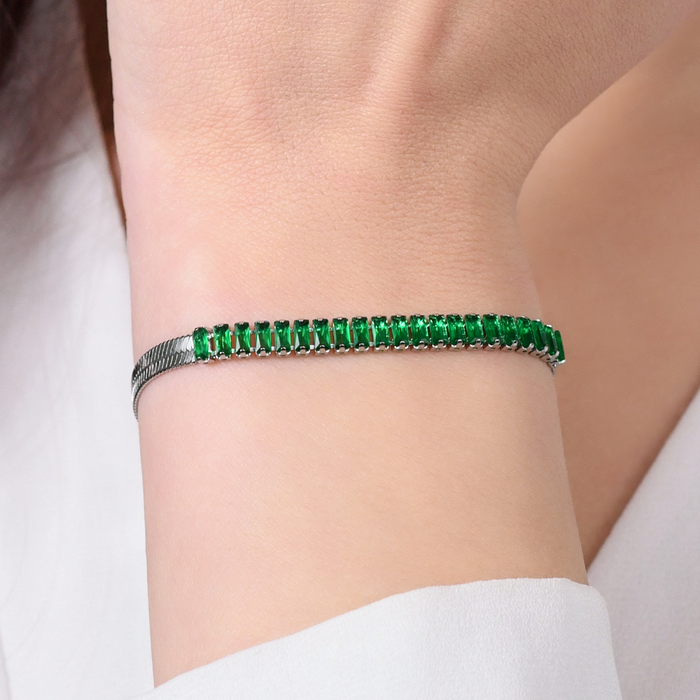 WOMEN'S BRACELET IN STEEL WITH GREEN ZIRCONIA