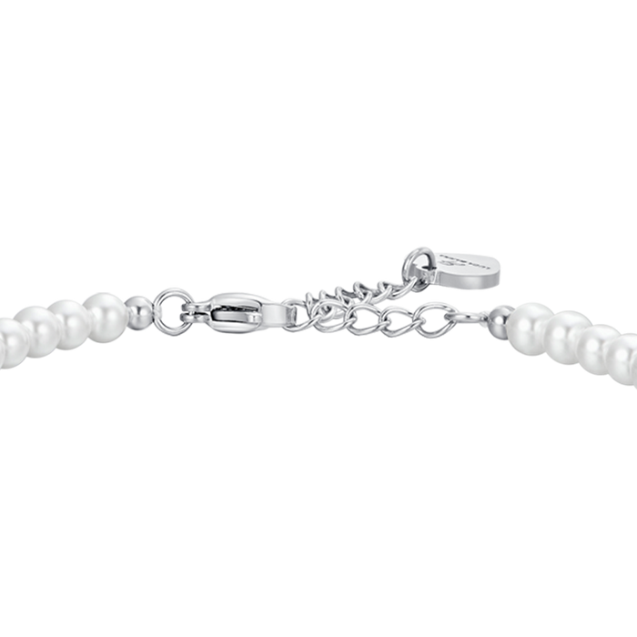 WOMEN'S BRACELET IN STEEL PEARLS AND STEEL ROSE