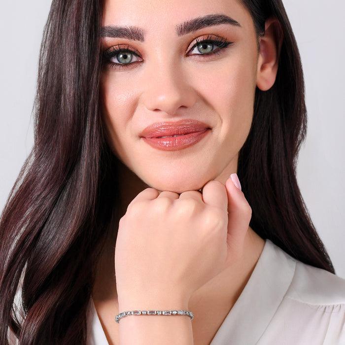 WOMEN'S TENNIS BRACELET IN STEEL WITH WHITE ZIRCONIA