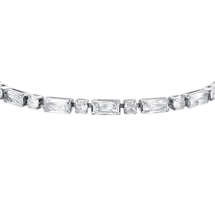WOMEN'S TENNIS BRACELET IN STEEL WITH WHITE ZIRCONIA