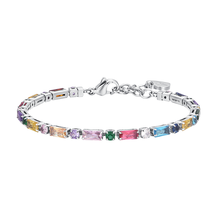 BRACELET DE TENNIS FEMME EN ACIER AVEC ZIRCONE MULTICOLORE