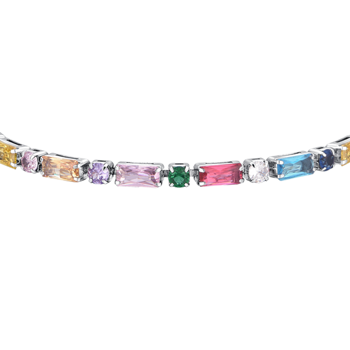 BRACELET DE TENNIS FEMME EN ACIER AVEC ZIRCONE MULTICOLORE