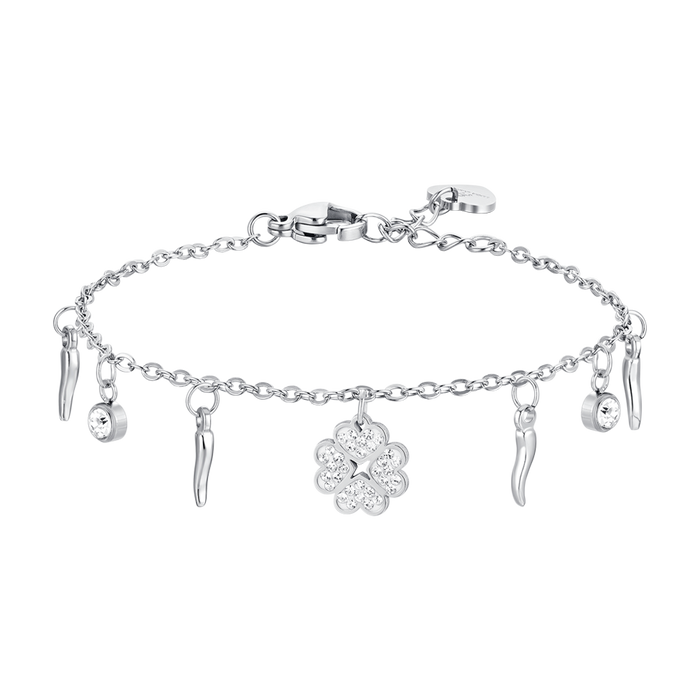 BRACCIALE DONNA IN ACCIAIO QUADRIFGOLIO E CORNI