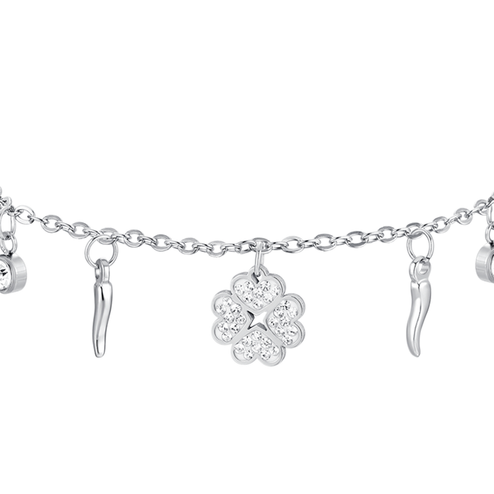 BRACCIALE DONNA IN ACCIAIO QUADRIFGOLIO E CORNI