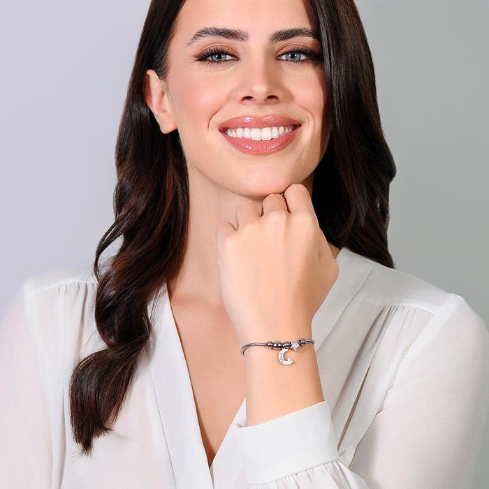 BRACCIALE DONNA IN ACCIAIO LUNA E CRISTALLI