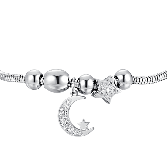 BRACCIALE DONNA IN ACCIAIO LUNA E CRISTALLI