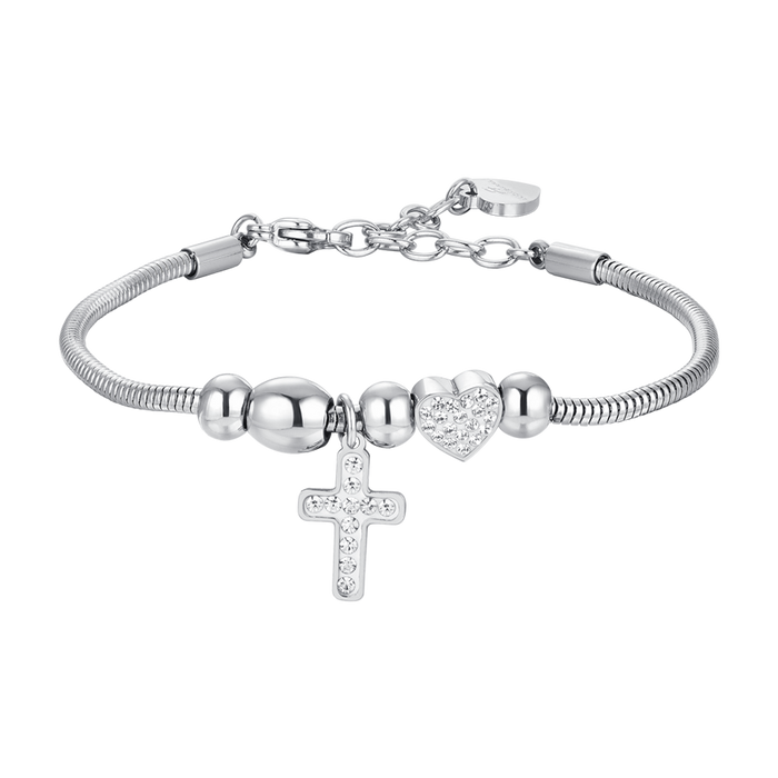 WOMEN'S BRACELET IN STEEL CROSS AND CRYSTALS