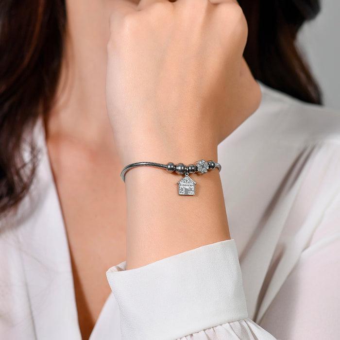 WOMEN'S BRACELET IN STEEL, HOUSE AND CRYSTALS