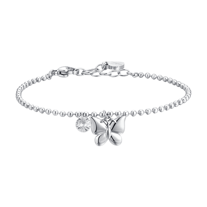 BRACCIALE DONNA IN ACCIAIO FARFALLA E ZIRCONE