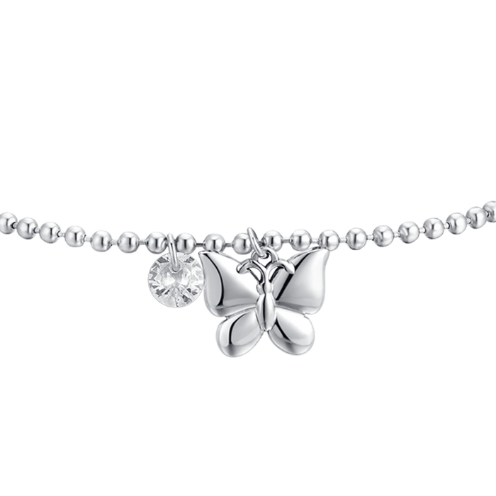 BRACCIALE DONN IN ACCIAIO FARFALLA E ZIRCONE