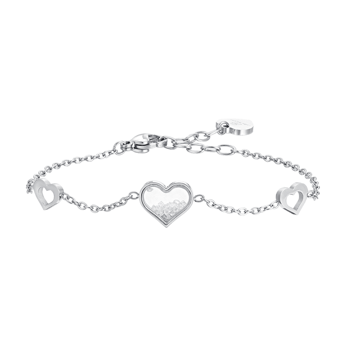 WOMEN'S BRACELET IN STEEL WITH HEARTS AND ZIRCONIA