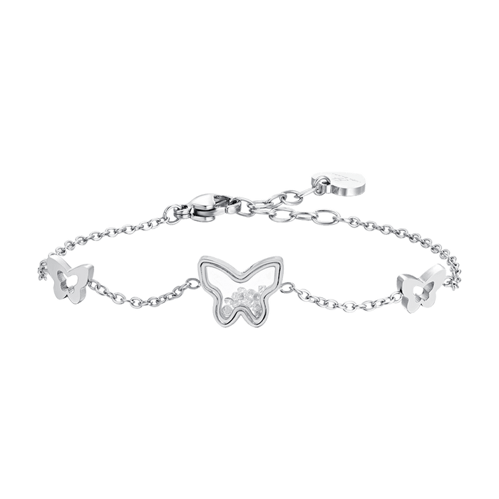 WOMEN'S BRACELET IN STEEL WITH BUTTERFLIES AND ZIRCONIA