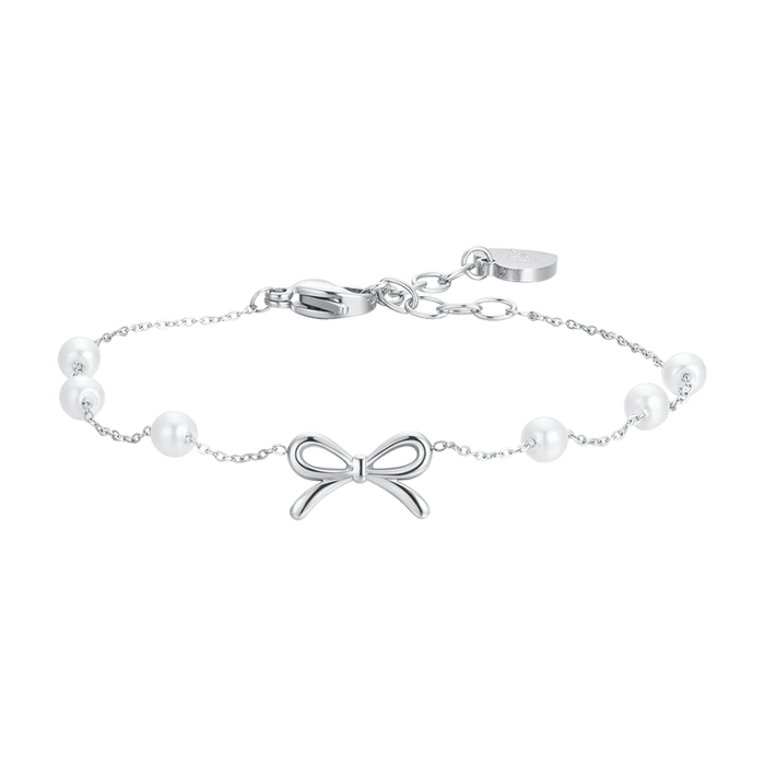 BRACELET FEMME EN ACIER AVEC PERLES ET NŒUD
